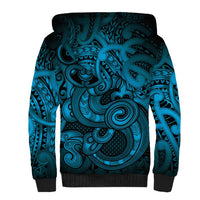 Aotearoa Maori Hei Tiki Sherpa Hoodie Kikorangi Kowhaiwhai Puhoro Motif LT9 - Polynesian Pride