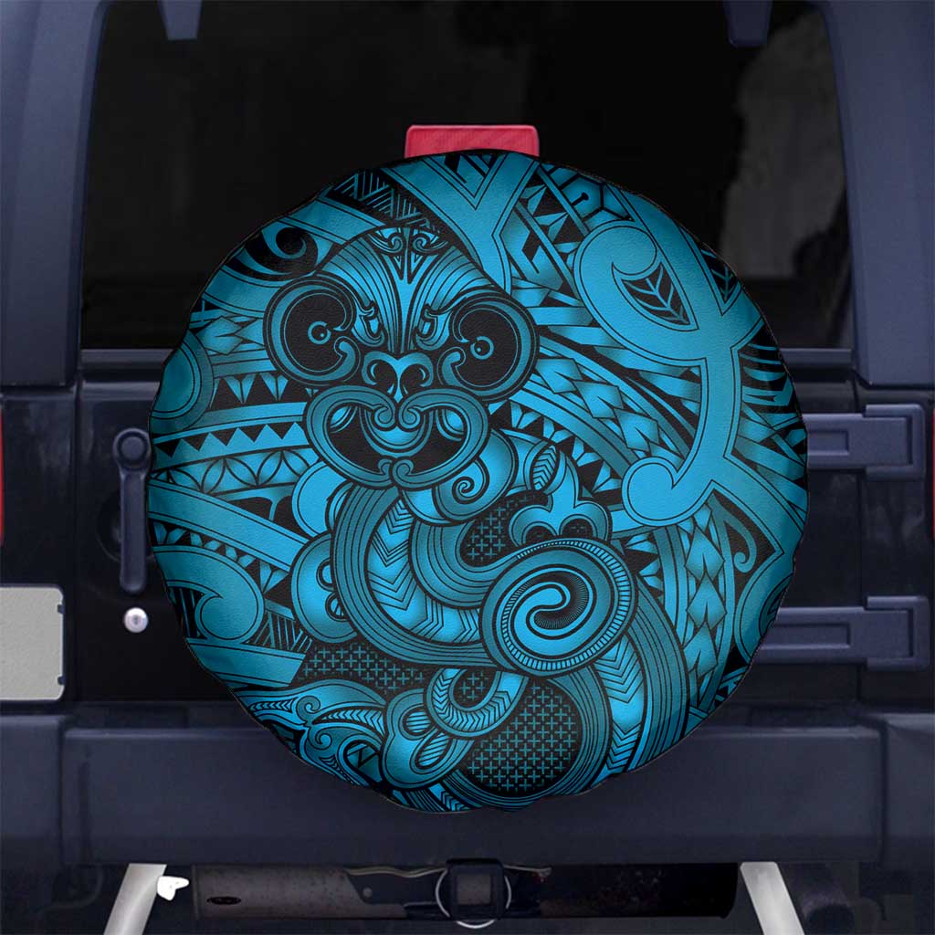 Aotearoa Maori Hei Tiki Spare Tire Cover Kikorangi Kowhaiwhai Puhoro Motif