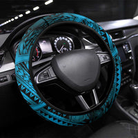 Aotearoa Maori Hei Tiki Steering Wheel Cover Kikorangi Kowhaiwhai Puhoro Motif