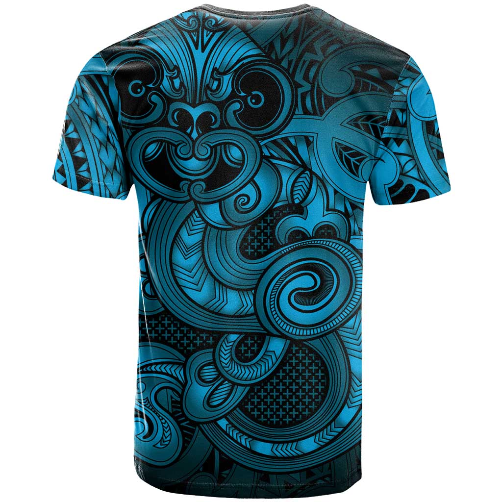 Aotearoa Maori Hei Tiki T Shirt Kikorangi Kowhaiwhai Puhoro Motif