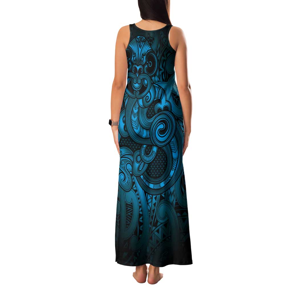 Aotearoa Maori Hei Tiki Tank Maxi Dress Kikorangi Kowhaiwhai Puhoro Motif LT9 - Polynesian Pride