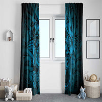 Aotearoa Maori Hei Tiki Window Curtain Kikorangi Kowhaiwhai Puhoro Motif