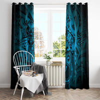 Aotearoa Maori Hei Tiki Window Curtain Kikorangi Kowhaiwhai Puhoro Motif