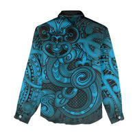 Aotearoa Maori Hei Tiki Women Casual Shirt Kikorangi Kowhaiwhai Puhoro Motif LT9 - Polynesian Pride