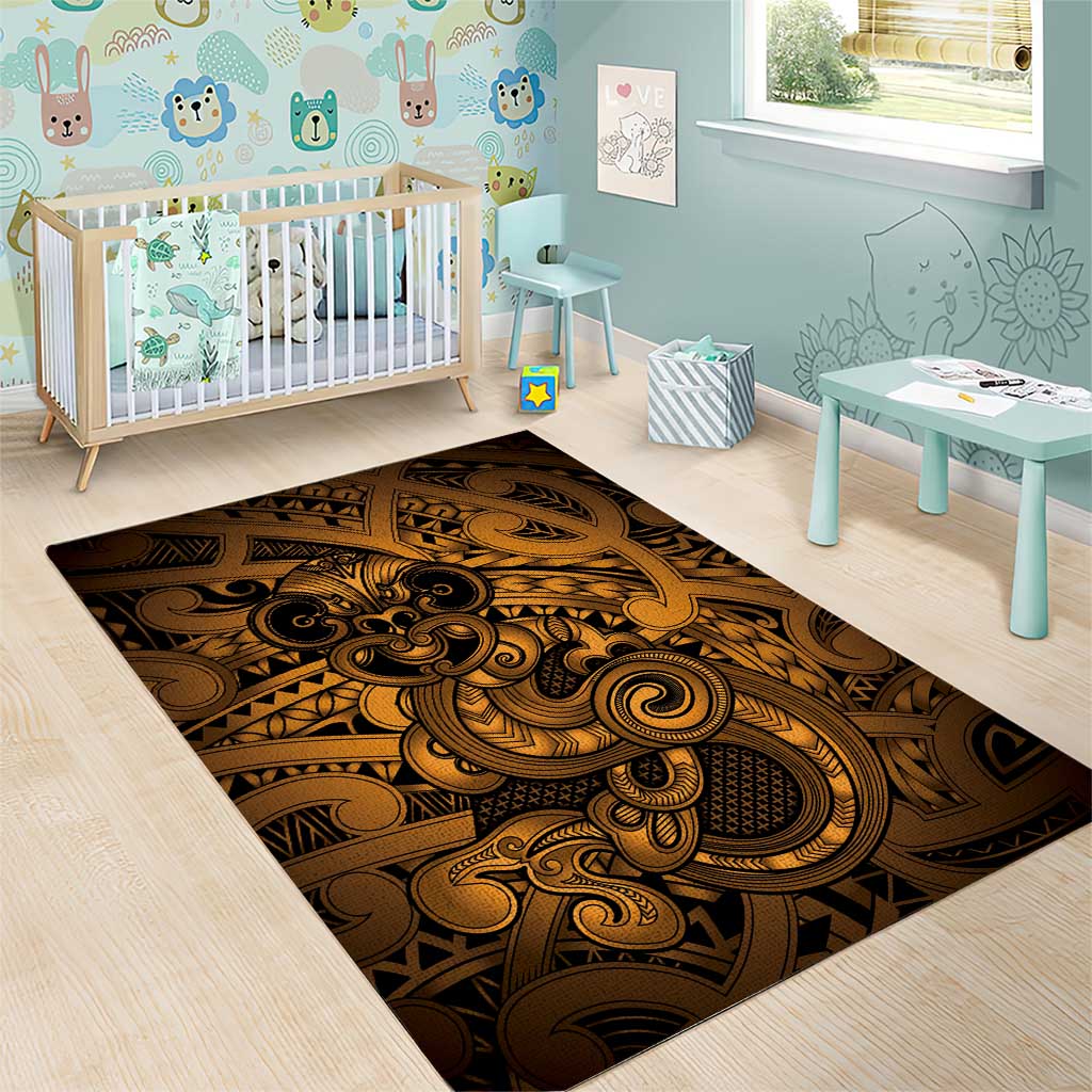 Aotearoa Maori Hei Tiki Area Rug Koura Kowhaiwhai Puhoro Motif