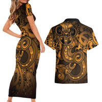 Aotearoa Maori Hei Tiki Couples Matching Short Sleeve Bodycon Dress and Hawaiian Shirt Koura Kowhaiwhai Puhoro Motif LT9 - Polynesian Pride