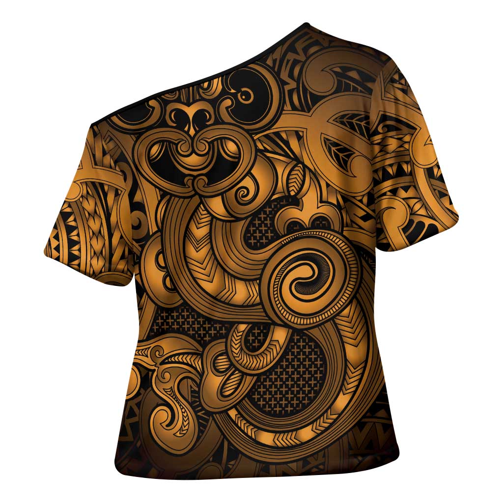 Aotearoa Maori Hei Tiki Cross Shoulder Shirt Koura Kowhaiwhai Puhoro Motif