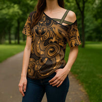 Aotearoa Maori Hei Tiki Cross Shoulder Shirt Koura Kowhaiwhai Puhoro Motif