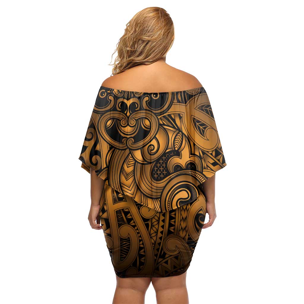 Aotearoa Maori Hei Tiki Family Matching Off Shoulder Short Dress and Hawaiian Shirt Koura Kowhaiwhai Puhoro Motif LT9 - Polynesian Pride