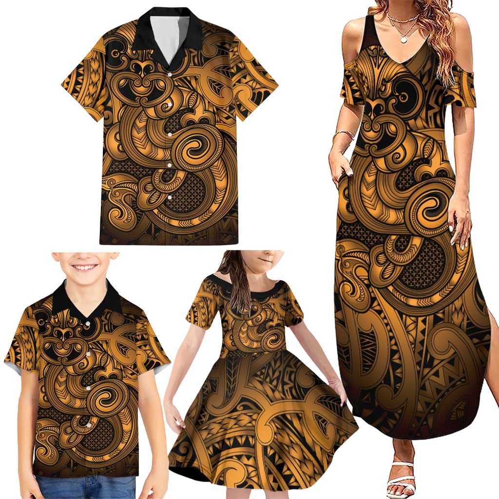 Aotearoa Maori Hei Tiki Family Matching Summer Maxi Dress and Hawaiian Shirt Koura Kowhaiwhai Puhoro Motif LT9 - Polynesian Pride