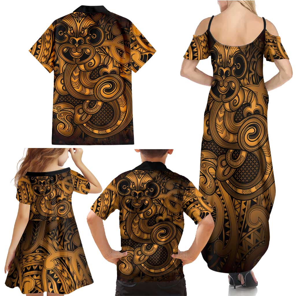 Aotearoa Maori Hei Tiki Family Matching Summer Maxi Dress and Hawaiian Shirt Koura Kowhaiwhai Puhoro Motif LT9 - Polynesian Pride