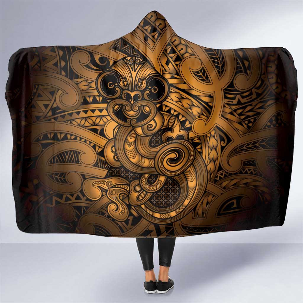 Aotearoa Maori Hei Tiki Hooded Blanket Koura Kowhaiwhai Puhoro Motif