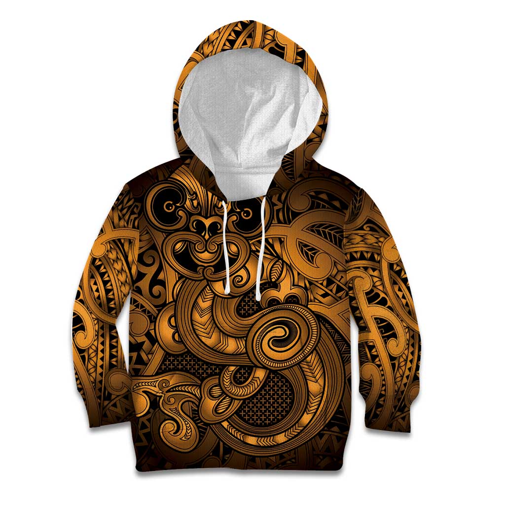 Aotearoa Maori Hei Tiki Kid Hoodie Koura Kowhaiwhai Puhoro Motif