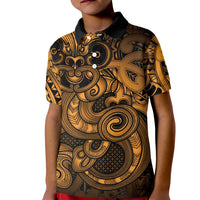 Aotearoa Maori Hei Tiki Kid Polo Shirt Koura Kowhaiwhai Puhoro Motif