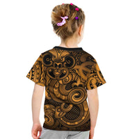 Aotearoa Maori Hei Tiki Kid T Shirt Koura Kowhaiwhai Puhoro Motif