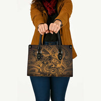 Aotearoa Maori Hei Tiki Leather Bag Koura Kowhaiwhai Puhoro Motif