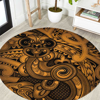 Aotearoa Maori Hei Tiki Round Carpet Koura Kowhaiwhai Puhoro Motif