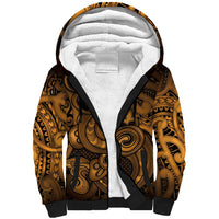 Aotearoa Maori Hei Tiki Sherpa Hoodie Koura Kowhaiwhai Puhoro Motif LT9 Unisex Gold - Polynesian Pride