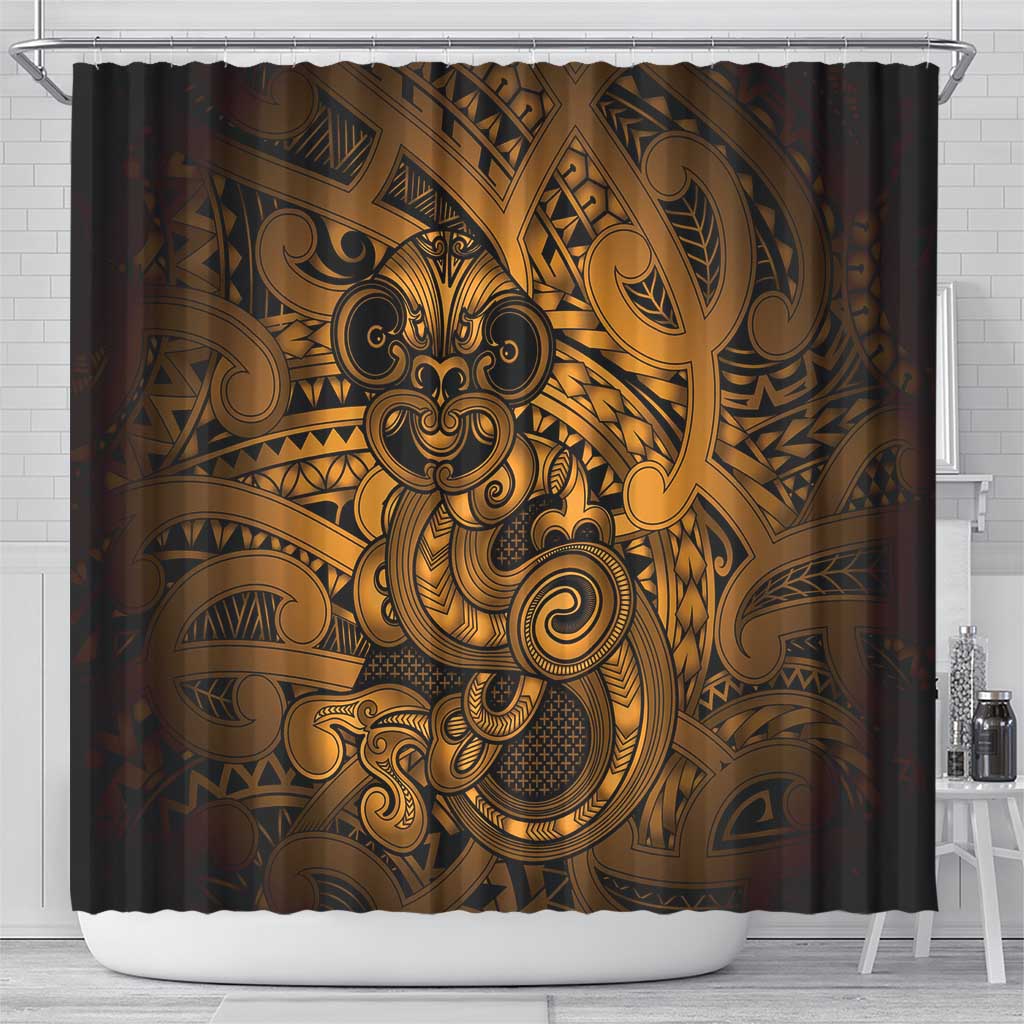 Aotearoa Maori Hei Tiki Shower Curtain Koura Kowhaiwhai Puhoro Motif LT9 - Polynesian Pride