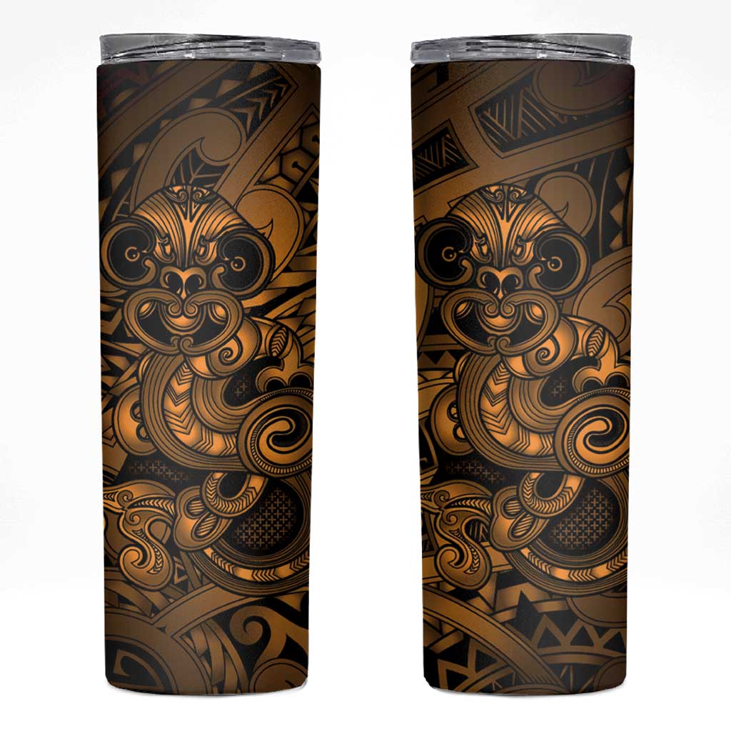 Aotearoa Maori Hei Tiki Skinny Tumbler Koura Kowhaiwhai Puhoro Motif LT9 Gold - Polynesian Pride