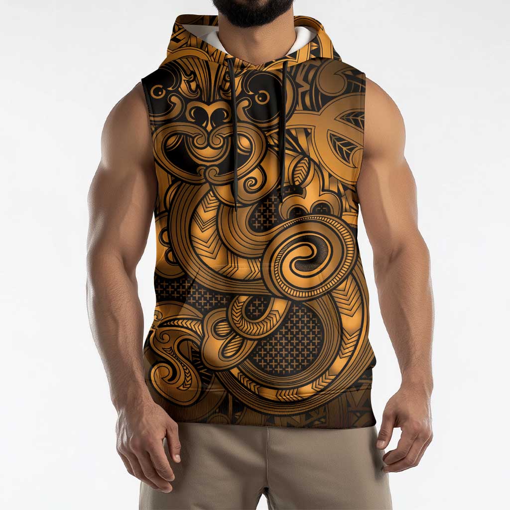 Aotearoa Maori Hei Tiki Sleeveless Hoodie Koura Kowhaiwhai Puhoro Motif LT9 - Polynesian Pride