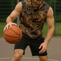 Aotearoa Maori Hei Tiki Sleeveless Hoodie Koura Kowhaiwhai Puhoro Motif LT9 - Polynesian Pride
