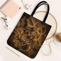Aotearoa Maori Hei Tiki Tote Bag Koura Kowhaiwhai Puhoro Motif LT9 Black Strap One Size Gold - Polynesian Pride