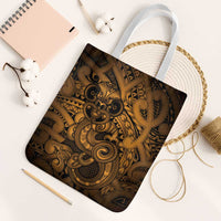Aotearoa Maori Hei Tiki Tote Bag Koura Kowhaiwhai Puhoro Motif LT9 White Strap One Size Gold - Polynesian Pride