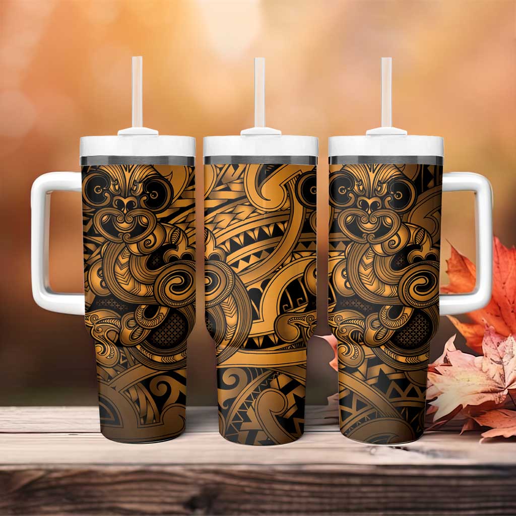 Aotearoa Maori Hei Tiki Tumbler With Handle Koura Kowhaiwhai Puhoro Motif