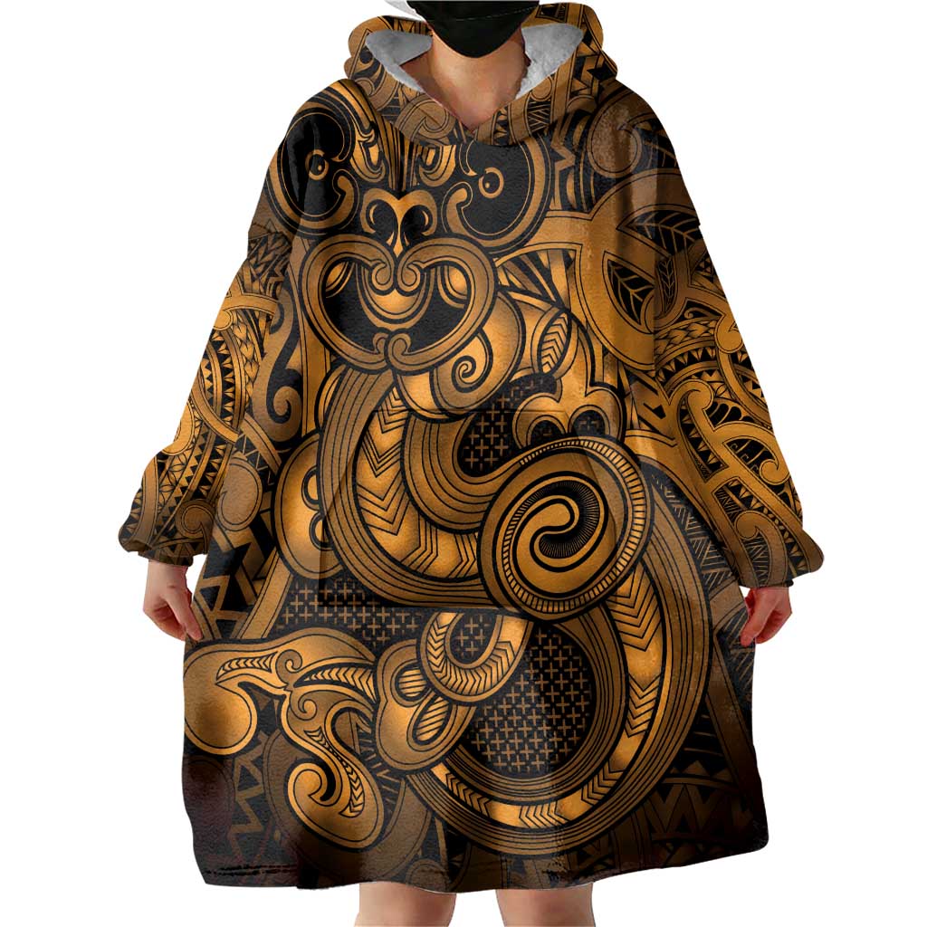 Aotearoa Maori Hei Tiki Wearable Blanket Hoodie Koura Kowhaiwhai Puhoro Motif LT9 - Polynesian Pride