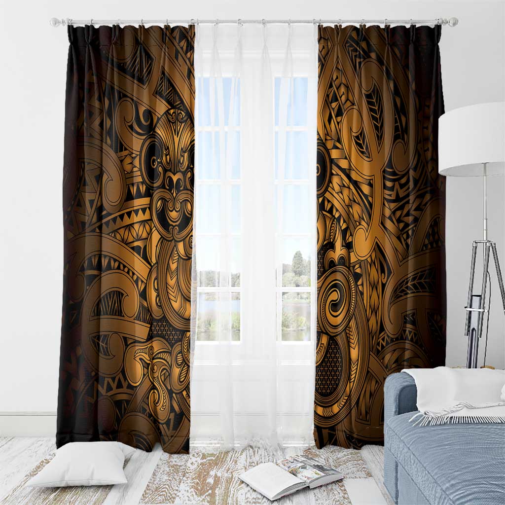 Aotearoa Maori Hei Tiki Window Curtain Koura Kowhaiwhai Puhoro Motif