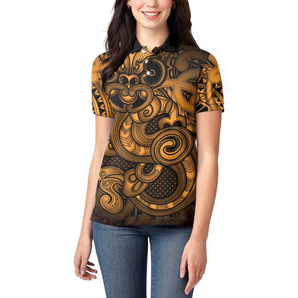 Aotearoa Maori Hei Tiki Women Polo Shirt Koura Kowhaiwhai Puhoro Motif LT9 - Polynesian Pride