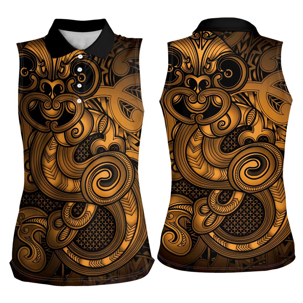 Aotearoa Maori Hei Tiki Women Sleeveless Polo Shirt Koura Kowhaiwhai Puhoro Motif LT9 - Polynesian Pride