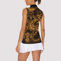 Aotearoa Maori Hei Tiki Women Sleeveless Polo Shirt Koura Kowhaiwhai Puhoro Motif LT9 - Polynesian Pride