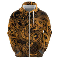 Aotearoa Maori Hei Tiki Zip Hoodie Koura Kowhaiwhai Puhoro Motif