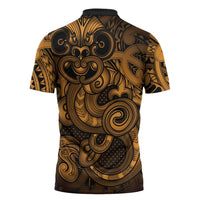 Aotearoa Maori Hei Tiki Zipper Polo Shirt Koura Kowhaiwhai Puhoro Motif LT9 - Polynesian Pride