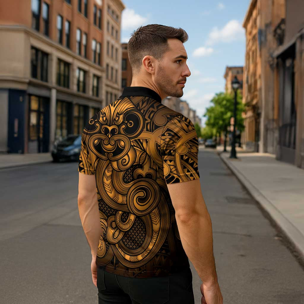 Aotearoa Maori Hei Tiki Zipper Polo Shirt Koura Kowhaiwhai Puhoro Motif LT9 - Polynesian Pride