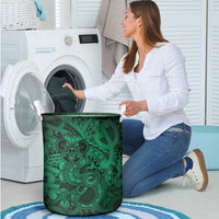 Aotearoa Maori Hei Tiki Laundry Basket Kakariki Kowhaiwhai Puhoro Motif
