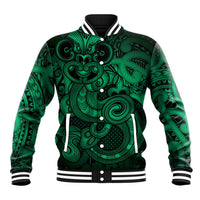 Aotearoa Maori Hei Tiki Baseball Jacket Kakariki Kowhaiwhai Puhoro Motif