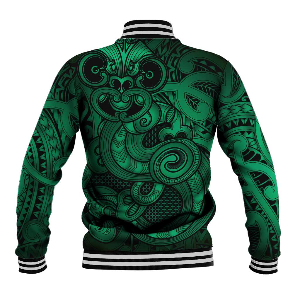 Aotearoa Maori Hei Tiki Baseball Jacket Kakariki Kowhaiwhai Puhoro Motif