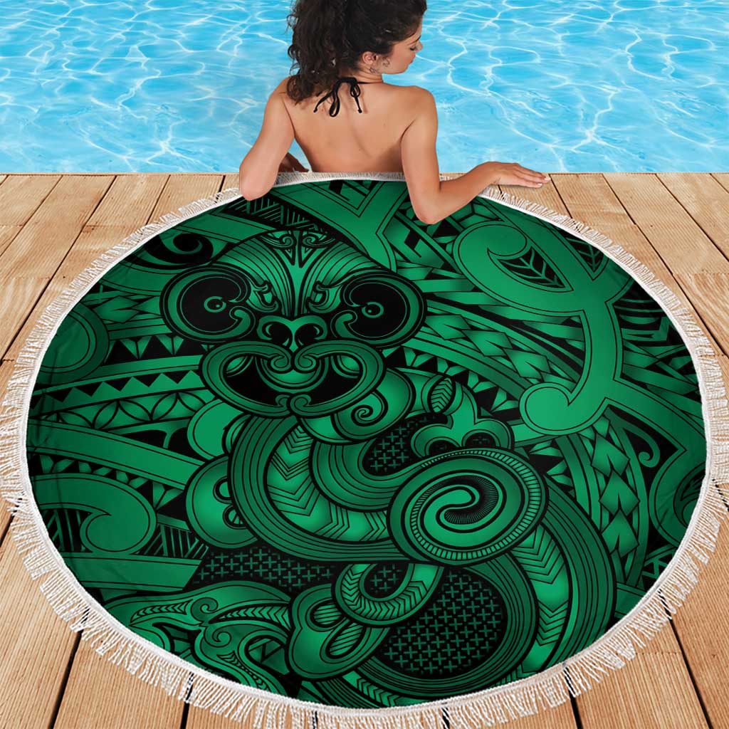 Aotearoa Maori Hei Tiki Beach Blanket Kakariki Kowhaiwhai Puhoro Motif