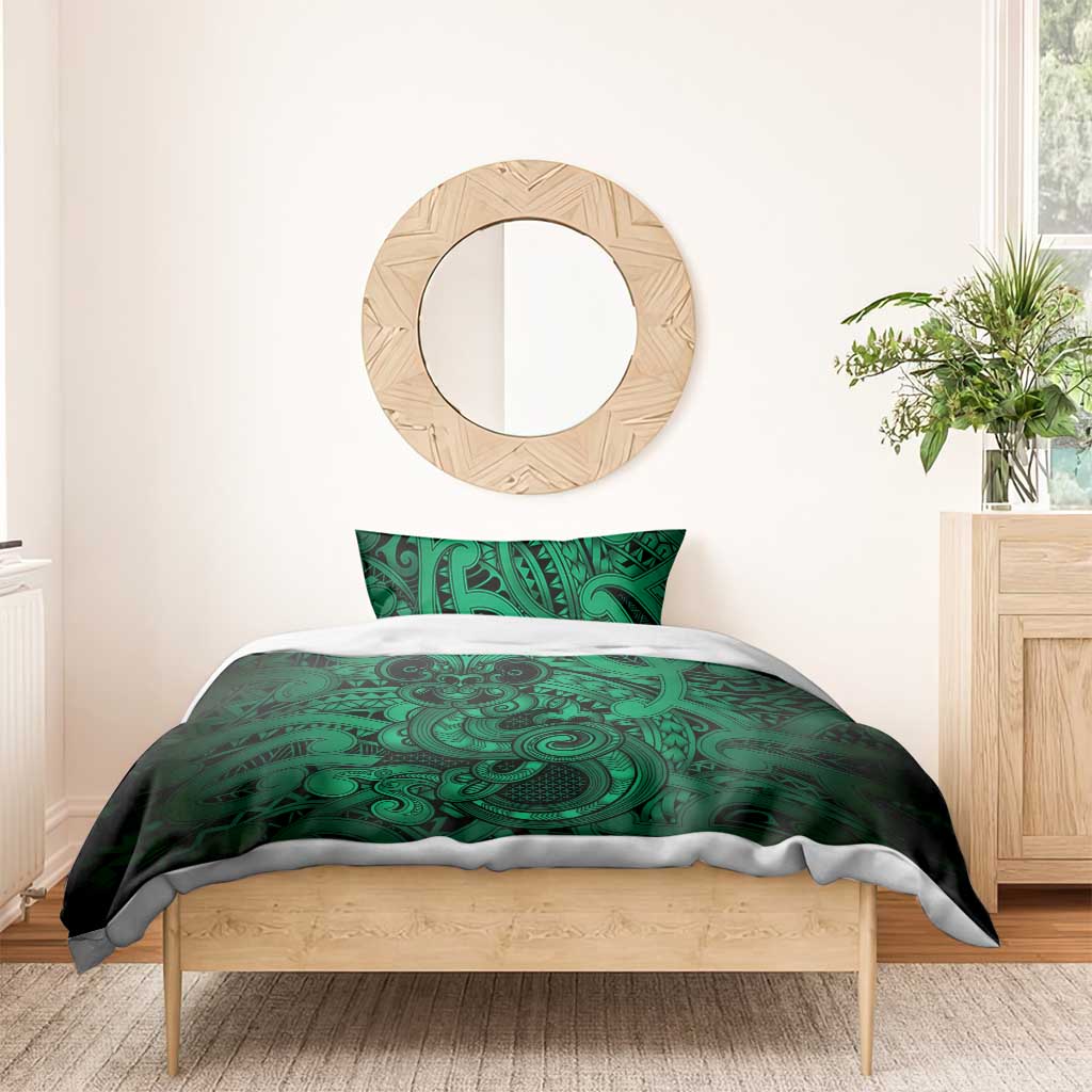 Aotearoa Maori Hei Tiki Bedding Set Kakariki Kowhaiwhai Puhoro Motif