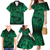 Aotearoa Maori Hei Tiki Family Matching Mermaid Dress and Hawaiian Shirt Kakariki Kowhaiwhai Puhoro Motif LT9 - Polynesian Pride