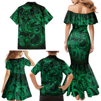 Aotearoa Maori Hei Tiki Family Matching Mermaid Dress and Hawaiian Shirt Kakariki Kowhaiwhai Puhoro Motif LT9 - Polynesian Pride