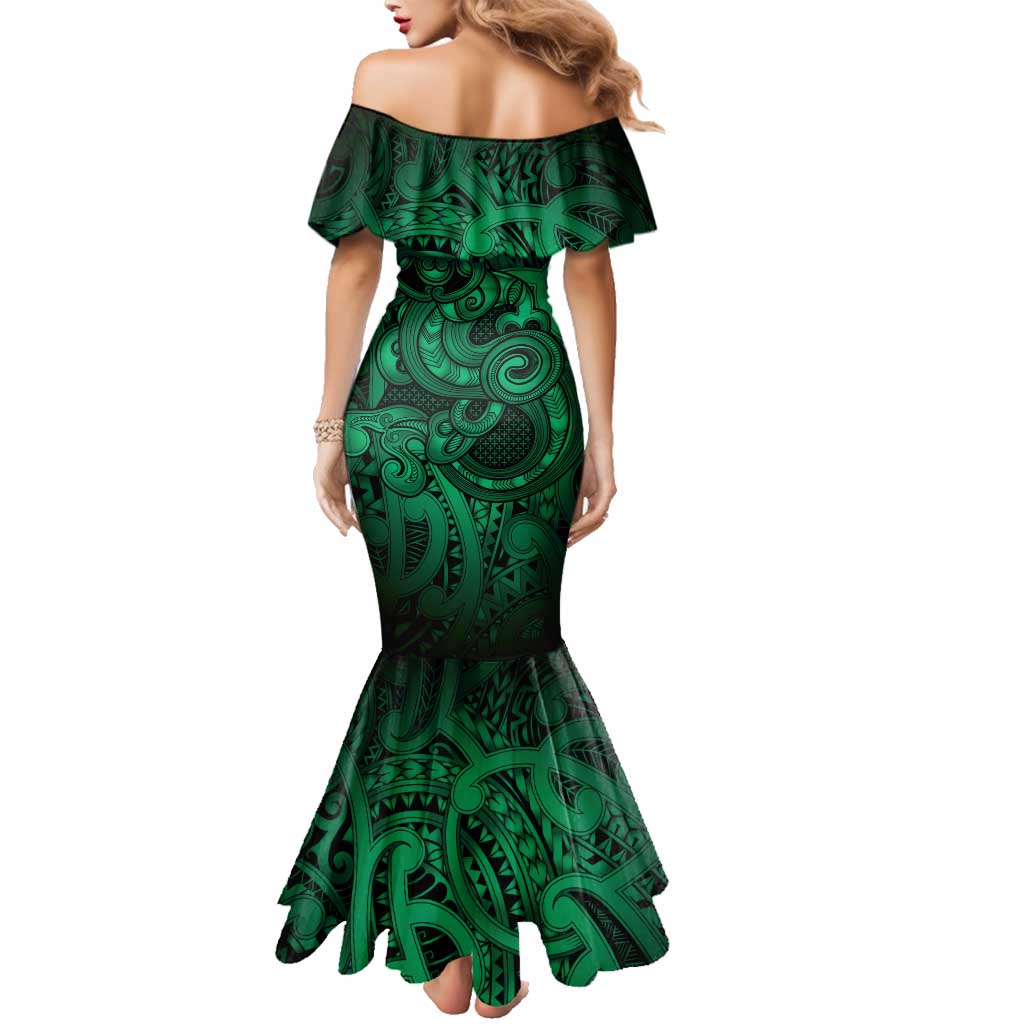 Aotearoa Maori Hei Tiki Family Matching Mermaid Dress and Hawaiian Shirt Kakariki Kowhaiwhai Puhoro Motif LT9 - Polynesian Pride
