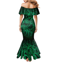 Aotearoa Maori Hei Tiki Family Matching Mermaid Dress and Hawaiian Shirt Kakariki Kowhaiwhai Puhoro Motif LT9 - Polynesian Pride
