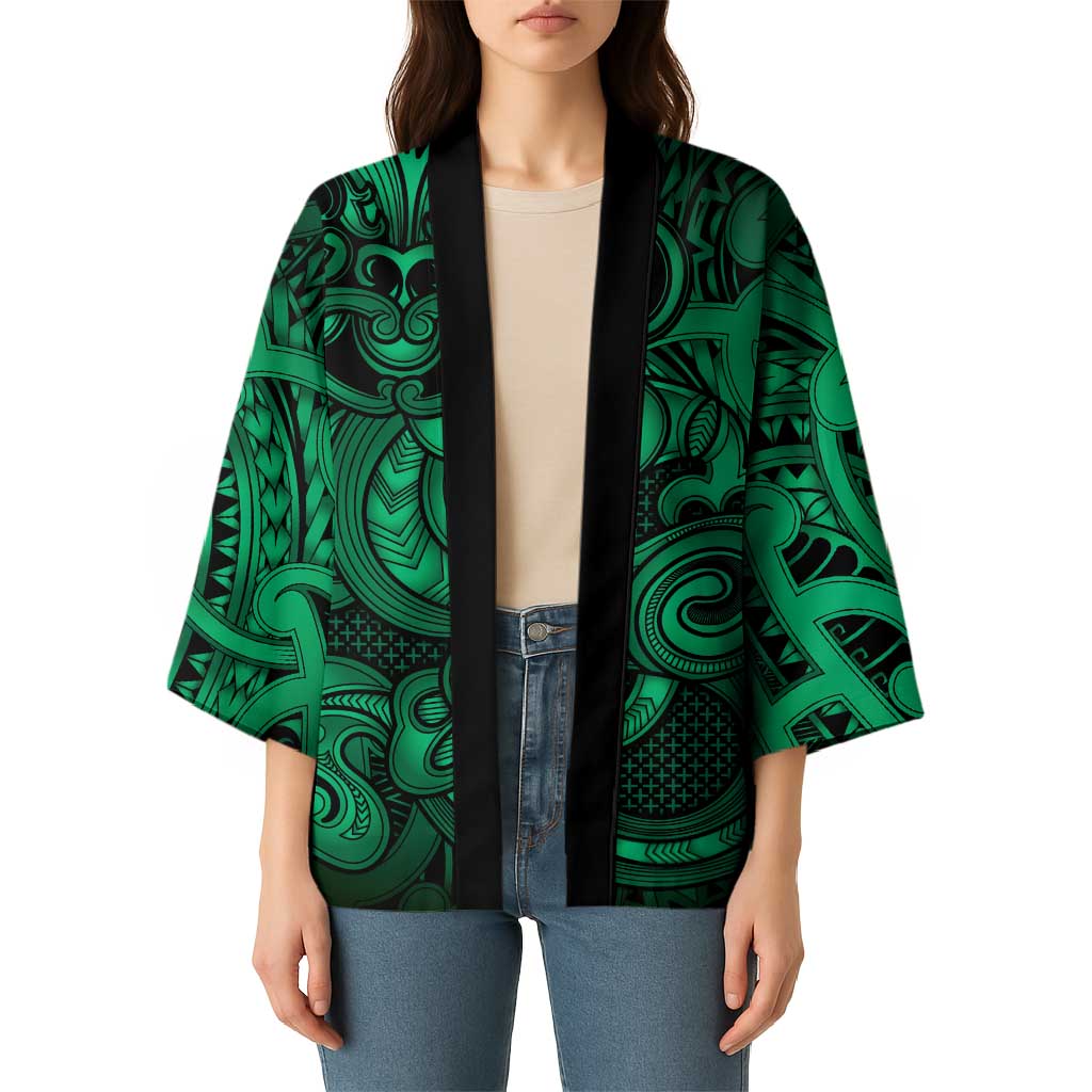 Aotearoa Maori Hei Tiki Kimono Kakariki Kowhaiwhai Puhoro Motif