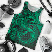 Aotearoa Maori Hei Tiki Men Tank Top Kakariki Kowhaiwhai Puhoro Motif