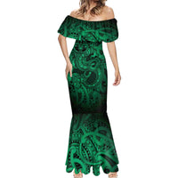 Aotearoa Maori Hei Tiki Mermaid Dress Kakariki Kowhaiwhai Puhoro Motif LT9 - Polynesian Pride