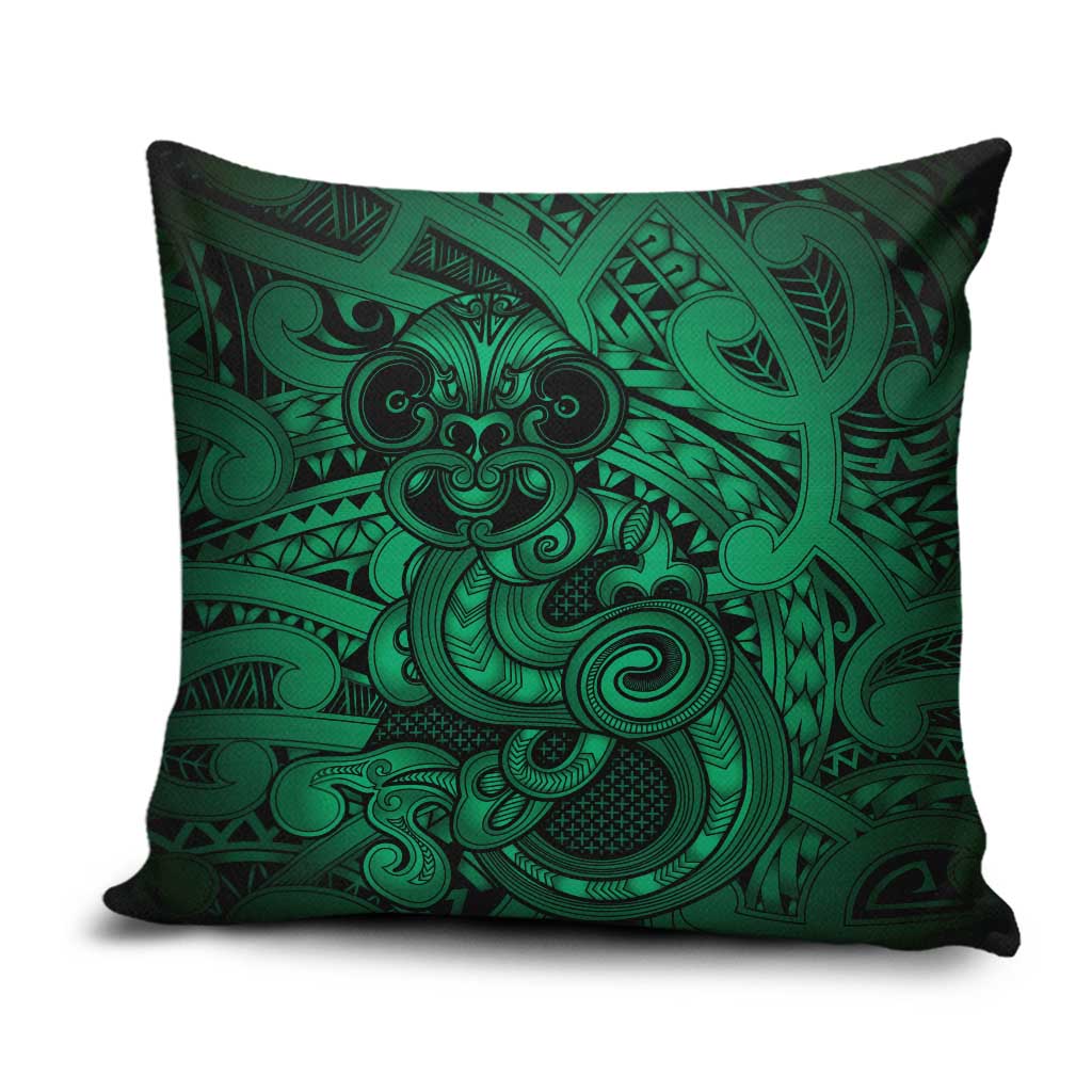 Aotearoa Maori Hei Tiki Pillow Cover Kakariki Kowhaiwhai Puhoro Motif